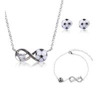 HICOHAND Set di gioielli a tema calcio, 1 set di collana con ciondolo a forma di calcio, bracciale e orecchini con biglietti ispiratori per donne amanti dello sport di compleanno