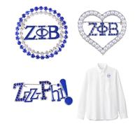 HICOHAND Spilla a forma di lettera con strass, 3 pezzi, in metallo blu e argento, elegante spilla con perle finte per sorellanza, accessorio per gioielli con lettere greche