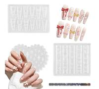 HICOHAND Stampi per unghie in gel 3D, 3 pezzi, stampi per unghie in silicone a forma di fiocco goffrato, strumenti per nail art, per donne e ragazze, accessori per manicure