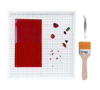 HICOHAND Tappetino da taglio per vetro con vassoio, 4 pezzi, adatto per tagliare il vetro e tappetini da taglio per artigianato, include pennello pinzette, forniture superficie di lavoro