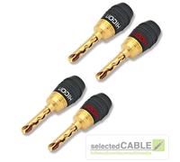 HICON 4mm Lamelle Presa a Banana 4er Set, Placcato IN Oro Vero Bussola Serraggio
