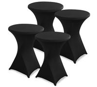 hicoosee 4 pezzi Elastica Copritavolo Stretch, ∅ 80-85 cm Rotondi Tovaglie Rivestimento Elastico per tavolo da banchetto da cocktail party di matrimonio da bar Tavolini Bistrot Bar Feste, Nero