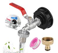 hicoosee IBC Container Accessori, Adattatore per Serbatoio da 1000 L, Rubinetto S60X6 Connettore Filettato IBC da 3/4", IBC Rubinetto di Scarico per Serbatoio di Raccolta Acqua Piovana e Cisternetta