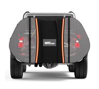 Hicover 600D - Copertura per bici da viaggio per 2 biciclette sul portapacchi posteriore, resistente, impermeabile, per esterni, copertura completa per gancio di traino (nero, visibile, L-1)