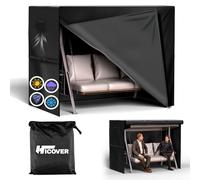 HICOVER Copertura per dondolo da giardino a 3 posti, impermeabile, resistente, in tessuto Oxford 600D, antivento, anti-UV, per patio, giardino, amaca, con cerniere impermeabili (nero, 210 x 150 x 150