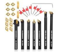 HiCOZZIE Utensili rotanti, 5/16, gambo 8 mm, 7 pezzi per tornitura, filettatura, con 14 pezzi in metallo duro