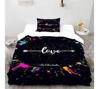 HICVNOR Eros Graffiti Di Biancheria Da Letto 100% Cotone artee Copripiumino E Federa 2 Pezzi Per Adulti E Bambini Microfibra Con Chiusura Lampo Single（135x200cm）