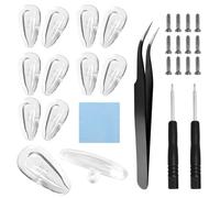 HiCycle2 Set di 6 paia di naselli occhiali, forma goccia, morbido silicone, camera d'aria, pinzette, cacciavite, viti (Scerw-in, 14 x 7 mm)