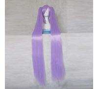 Hidan no Aria Kanzaki H Aria Rosa 120CM Parrucca da festa in costume sintetico per capelli lunghi sintetici + 2 Coda di cavallo + Cappellino parrucca Vocaloid Viola chiaro