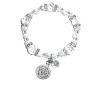 Hidden Hollow Beads Braccialetto elastico con ciondolo a forma di messaggio da donna, confezionato in una bella confezione regalo, Fits Most Wrists, Cristallo, Non pietra preziosa