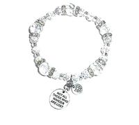 Hidden Hollow Beads Braccialetto elastico con ciondolo a forma di messaggio da donna, confezionato in una bella confezione regalo, Fits Most Wrists, Cristallo, Non pietra preziosa