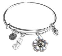 Hidden Hollow messaggio e fascino (55 a scelta) espandibile, impilabile, braccialetto di filo, in the popular Style e argento-placcato-base, cod. Bangle UK