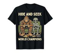 Hide And Seek World Champions Bigfoot Alien Video Games Maglietta