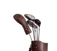 Hide & Drink, Copritesta per pilota mazze da golf, realizzata a mano in pelle pieno fiore, colore: Marrone bordeaux