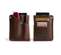 Hide & Drink, Portafoglio con tasca frontale realizzato a mano in pelle pieno fiore, borsa multitool, porta carte, organizer per soldi, accessori da viaggio, marrone borbonico, Marrone bourbon., Vintage