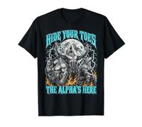 Hide Your Toes The Alpha's Here Funny Wolf Meme Bootleg Y2K Maglietta