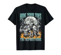 Hide Your Toes The Alpha's Here Funny Wolf Meme Bootleg Y2K Maglietta