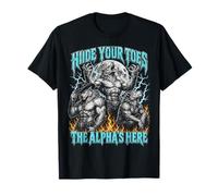Hide Your Toes The Alpha's Here Funny Wolf Meme Bootleg Y2K Maglietta