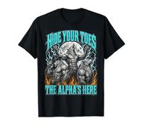 Hide Your Toes The Alpha's Here Funny Wolf Meme Bootleg Y2K Maglietta