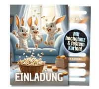 HIDEBLOOM Biglietti di invito per feste di compleanno per bambini, 12 pezzi, DIN A6 (10,5 cm x 14,8 cm), invito, festa di notte, conigli, compleanno per bambini, ragazze, ragazzi, pigiama