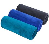 HIDMD Asciugamani da palestra asciugamano fitness da palestra telo palestra uomo accessori, Set da 3, 40CM x 80CM, grigio, blu, blu lago