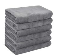 HIDMD Panno Struccante per il Viso in Microfibra Pulizia Viso Solo con Acqua 30cm x 30cm 6 pezzi Color Grigiox6