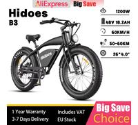 Hidoes B3 Bicicletta Elettrica 1200W Motore 48V18.2Ah Batteria Freno Idraulico Bici Elettrica 26*4.0 pollici Fat Tire Per Adulti Fuoristrada E-bike Black 1200W 48V 18.2Ah