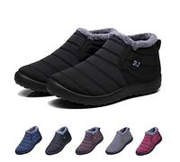 HIDRUO Boojoy Winter Boots, Winter Warm Anti-slip Ankle Booties, Waterproof Slip on Outdoor Fur Lined Snow Shoes for Women (Black, 39)