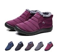 HIDRUO Boojoy Winter Boots, Winter Warm Anti-slip Ankle Booties, Waterproof Slip on Outdoor Fur Lined Snow Shoes for Women (Red, 42)