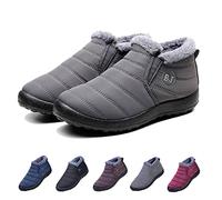 HIDRUO Boojoy Winter Boots, Winter Warm Anti-slip Ankle Booties, Waterproof Slip on Outdoor Fur Lined Snow Shoes for Women (Gray, 37)