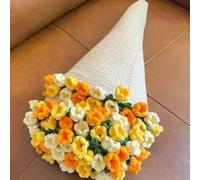 HIDRUO Bouquet Blanket Crochet, Crochet Flowers Rose Bouquet Handmade, Blanket Kit for Beginners, Soft and Lightweight Flower Knitted Throw(Material Pack) (B)
