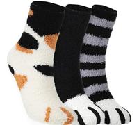 HIDRUO Cat Claw Socks, Women's Fuzzy Socks Cozy Soft Fluffy Cute Animal Slipper Socks, Sleeping Warm Socks (3 Pairs A)