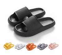HIDRUO Cozislides Original Slippers, Unisex Massage Shower Sandals Quick Dry Open Toe Pillow Slippers with Non-slip Sole for Indoor&outdoor (Black, 38-39 EU)