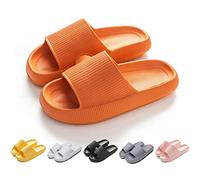 HIDRUO Cozislides Original Slippers, Unisex Massage Shower Sandals Quick Dry Open Toe Pillow Slippers with Non-slip Sole for Indoor&outdoor (Orange, 36-37 EU)