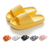 HIDRUO Cozislides Original Slippers, Unisex Massage Shower Sandals Quick Dry Open Toe Pillow Slippers with Non-slip Sole for Indoor&outdoor (Yellow, 36-37 EU)