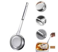 HIDRUO Fine Mesh Stainless Steel Colander, 304 Stainless Steel Hot Pot Fat Strainer, Long Handle Food Strainer for Oil Filter Skimming Grease Foam Gravy (L)