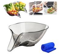 HIDRUO High Temperature Resistant Kitchen Essentials Drainage Basket, Multifunctional Kitchen Drain Basket with Strainer Container for Pasta, Fruit, Salad (Grey)