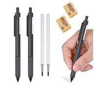 HIDRUO Inkless Pencil, Infinity Pencil with Eraser, Unlimited Writing Pencil, Long Lasting Magic Reusable Pencils for Writing, Drawing, Drafting, Home Office School Supplies (Black, 2PCS)