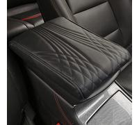 HIDRUO Leather Car Armrest Box Pad, Waterproof Car Armrest Center Console Cover Protector, Universal Arm Rest Cushion Pads for SUV/Truck/Vehicle (Black, Angel Pattern)