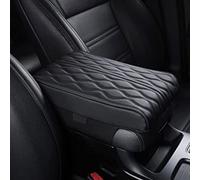 HIDRUO Leather Car Armrest Box Pad, Waterproof Car Armrest Center Console Cover Protector, Universal Arm Rest Cushion Pads for SUV/Truck/Vehicle (Black, Ripple Pattern)