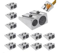 HIDRUO Magnesium Pencil Sharpener, Handheld Metal Pencil Sharpener with 2 Holes, Makeup Pencil Sharpener for Schools, Offices, Art Projects (12PCS)