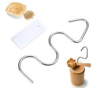 HIDRUO Peanut Butter Stirrer Tool, Nut Butter Mixer, Stainless Steel Peanut Butter Mixer Tool Fits 16-26 OZ Jars for Mixing Various Butter & Jam (1Set)
