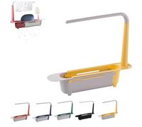 HIDRUO Rack per Organizzazione del Lavello da Cucina, 2-in-1, Regolabile, Giallo, PP, Asciugatura e Organizzazione, Stoviglie