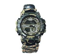 Hidyliu Outdoor Camping Survival Watch Bracciale Multifunzionale Bussola Fischietto Bracciale Kit di Strumenti (Foglie d'Autunno)