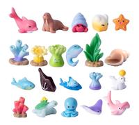 Hiemible Animali Marini,Figure di Creature Marine - 21 Pezzi Modelli Colorati Interattivi Per Apprendimento Bambini Piccoli Attività Prescolari Gioco Bagno