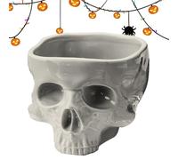 Hiemible Ciotole per cibo di Halloween,Statuetta con teschio e di caramelle - Centrotavola da tavola con ciotola per snack scheletro, ciotola in ceramica per dispenser di cibo, decorazioni di