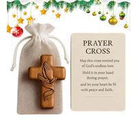 Hiemible Croce In Legno | Crocifisso Tascabile Per La Preghiera | Crocifisso in Legno Artigianale per Devozione Quotidiana Ricercatori Spirituali Cattolici Cristiani Collezionisti Sale di Preghiera