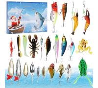 Hiemible Fish Bait Advent | Conteggio Alla Rovescia Natalizio Con Esche Da | Regalo Per tori Uomini Adulti Ragazzi,Kit Rifornimenti Stocking Per Ragazzi tore Uomini