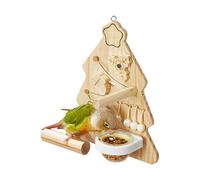 Hiemible Giochi per Pappagalli,Albero Di Natale Da Masticare Forma Gioco Uccelli - Arricchimento Interattivo in Legno per Gabbia con Trespole per Canarini Cacatua e Cocorite