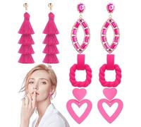 Hiemible Orecchini a Cuore per Bambine,Design Lineare Geometriche - Pendenti Rosa per Donne Amiche Mamme Amata San Feste Ragazze Accessori